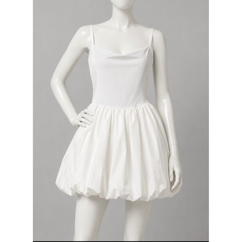 Offline by Aerie White Mini Dress Size XL Sleeveless Shorts Bubble Hem Shelf Bra